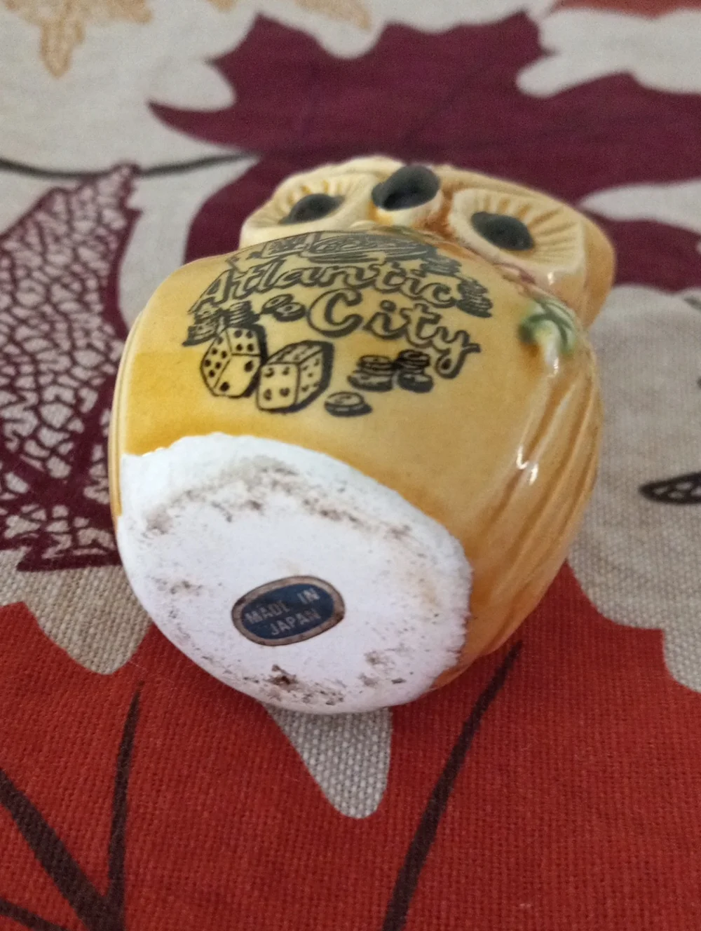 Vintage Atlantic City Ceramic Owl Souvenir Figurine Japan